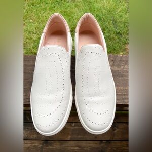 Kate Spade Women's Perforated White & Pink Leather Slip-On Sneakers. EUC